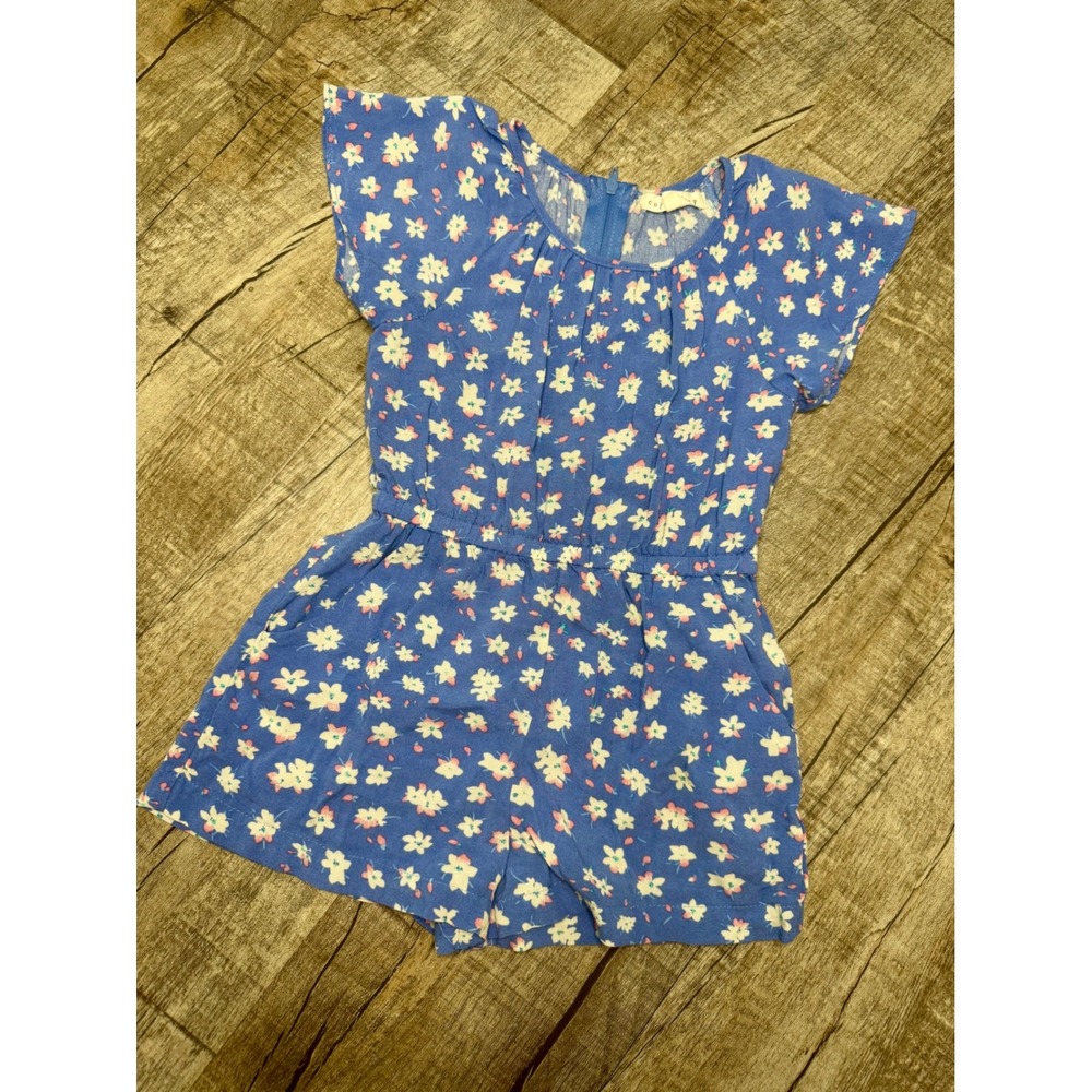 Copper Key Girls Blue Floral Romper Daisy Print Size 4